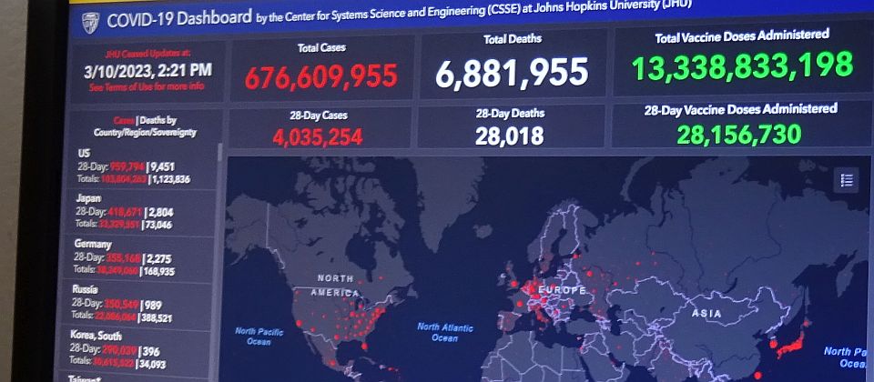 John Hopkins Egyetem dashboard